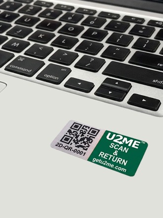 U2ME™ Label applied to a MacBook keyboard
