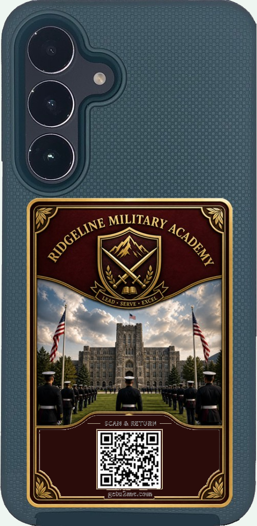 U2ME™ Organization Badge on a phone — Ridgeline Military Academy example